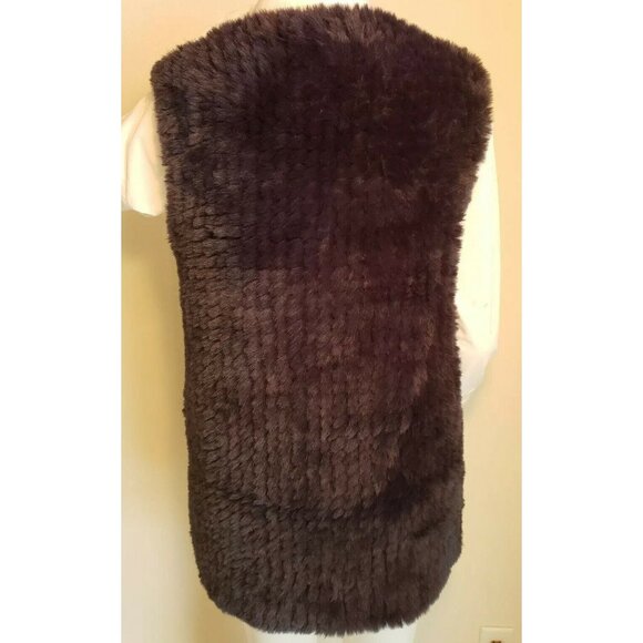 Love Token Faux Fur Vest Womens S Indigo Blue Sleeveless Jacket Groovy Long Wrap - Picture 8 of 11